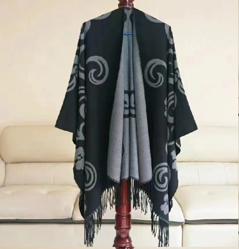 Cape With Curls Design - BLACK