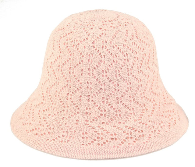 Reversible pink bucket hats in lace/plain styles, 58cm polyester, adjustable brim, perfect for summer outfits. Set of 2.