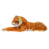 Lifelike Melissa & Doug Tiger Plush, 40 inches long, featuring realistic stripes and paws for imaginative play and cuddly adventures.