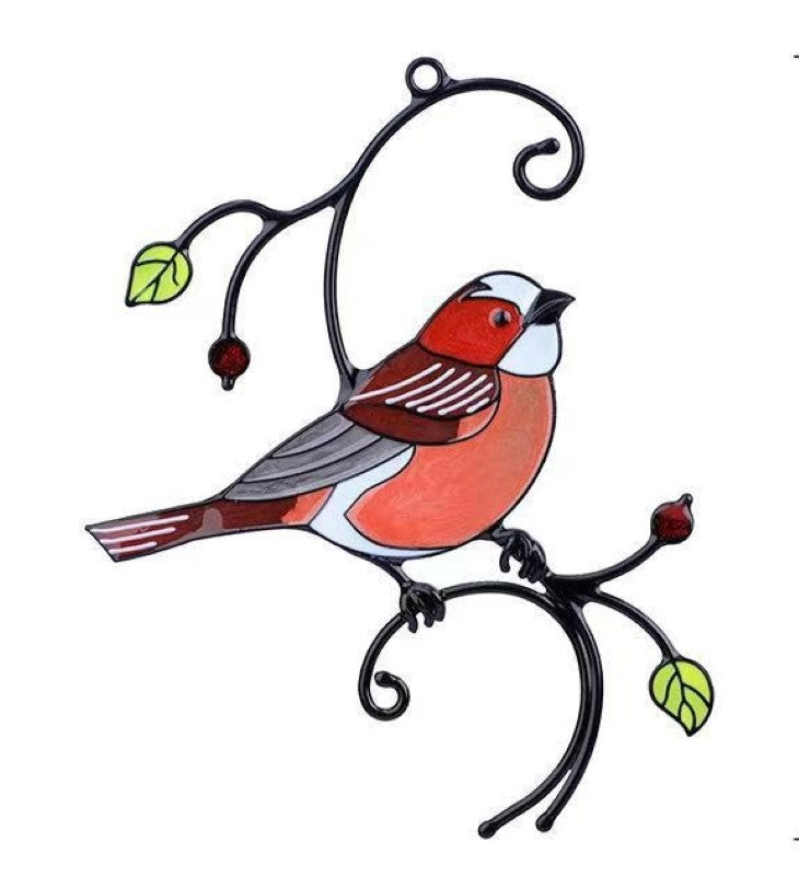 Suncatcher / Windspinner - Sitting Bird Hanging Decor - BIRD - Set of 2