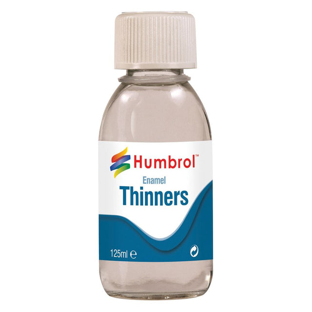 Humbrol Enamel Thinners bottle, ideal for thinning paints and cleaning tools for model enthusiasts and hobbyists.