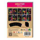 A colorful mini scratch book featuring unicorn designs, perfect for kids 3+ to unleash creativity on the go.