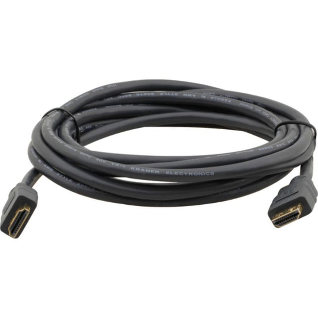 Kramer 90 cm high-speed HDMI cable with Ethernet, featuring molded connectors and support for 1920x1200 @60Hz visuals.