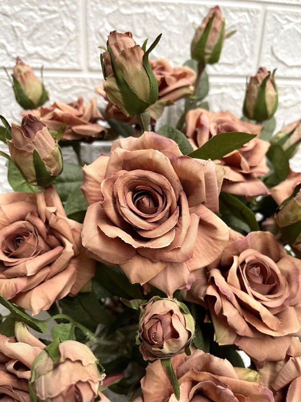 Artificial Flower Stem - Victoria Rose (Brown)
