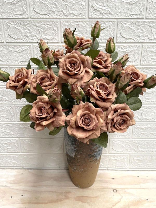 Artificial Flower Stem - Victoria Rose (Brown)