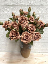 Artificial Flower Stem - Victoria Rose (Brown)