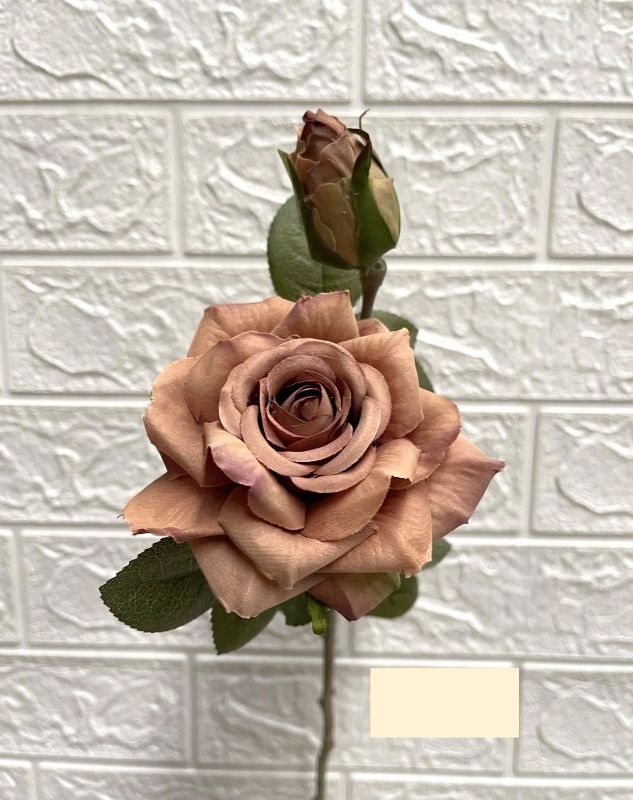 Artificial Flower Stem - Victoria Rose (Brown)