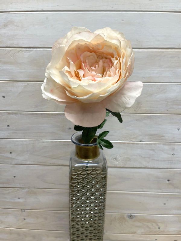 Artificial Flower Stem - Large Peony (Champagne)