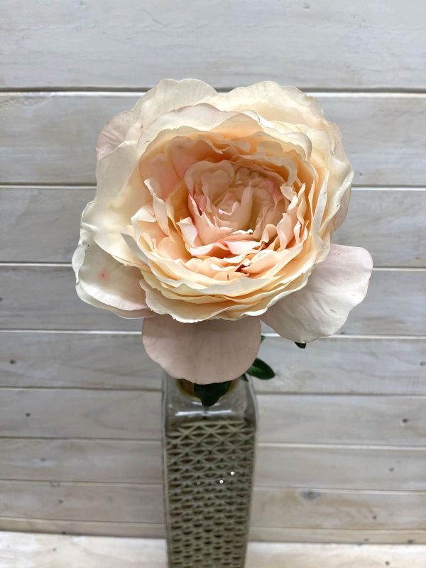 Artificial Flower Stem - Large Peony (Champagne)