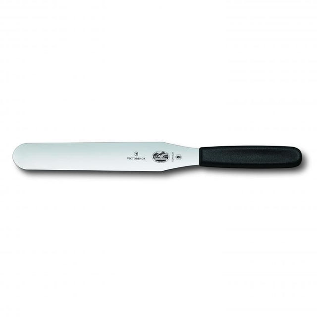 Victorinox Black Spatula (15cm) featuring an ergonomic handle and flexible blade for easy icing and spreading.