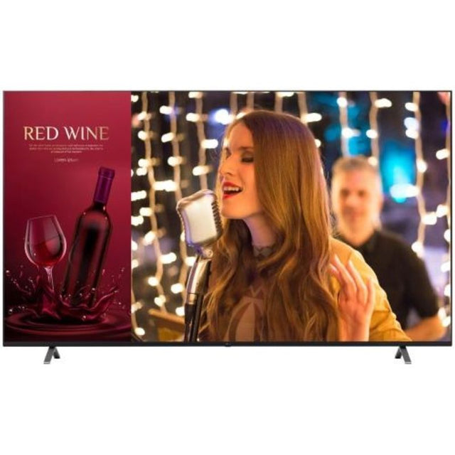 LG 75-inch UHD Commercial TV with 4K resolution, 300 nits brightness, webOS, ideal for impactful digital signage.