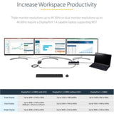 StarTech.com USB-C Dock with triple 4K monitor support, 100W Power Delivery, and multiple USB ports for enhanced productivity.