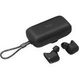 Logitech Zone True Wireless earbuds in graphite, featuring noise-canceling mics and hybrid ANC for clear calls and audio.