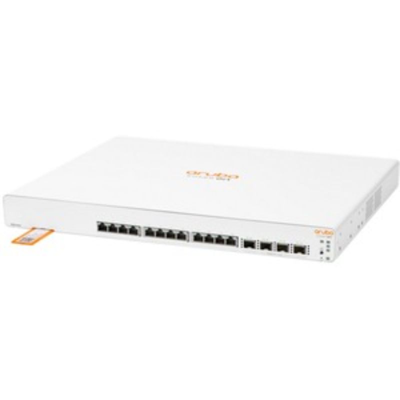 Aruba Instant On 1960 Switch with 12 ports, 10 Gigabit Ethernet, smart-managed features, ideal for small businesses.