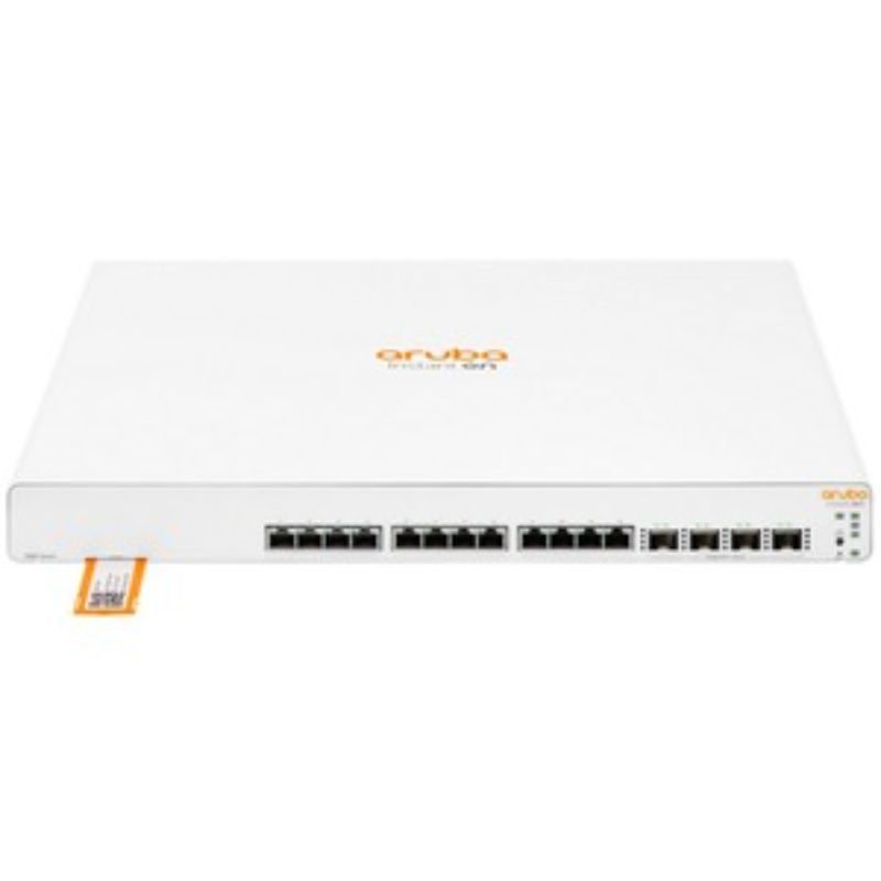 Aruba Instant On 1960 Switch showcasing 12 manageable ports for 10 Gigabit Ethernet, ideal for small business networking.