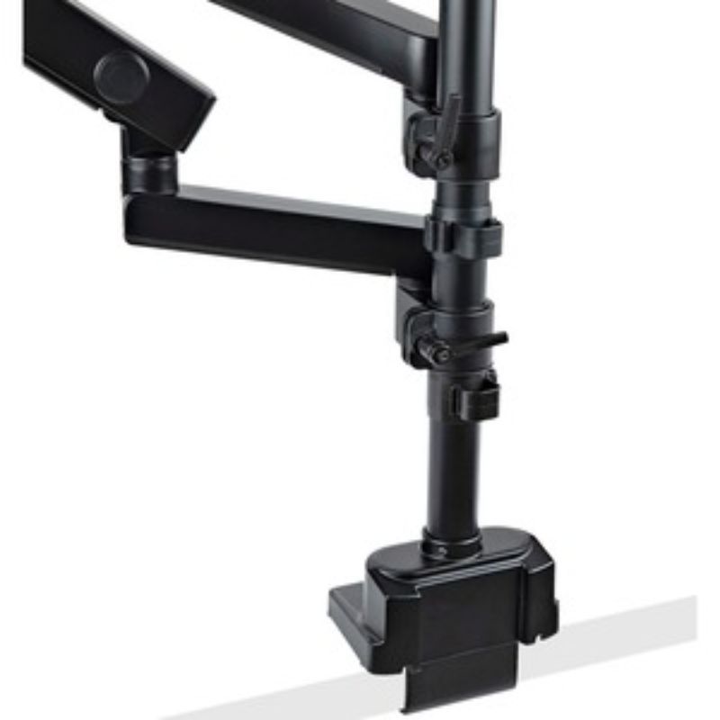 Dual monitor mounting arm in matte black for LCD/LED displays, adjustable height, supports two 32" screens up to 15.97 kg.