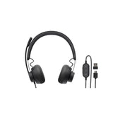 Logitech ZONE WIRED UC HEADSET: Lightweight USB headset with noise-canceling mic, ideal for clear calls in busy workspaces.