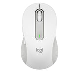 Logitech Signature M650 Wireless Mouse in Off White, features SmartWheel scrolling, silent clicks, and customizable buttons.