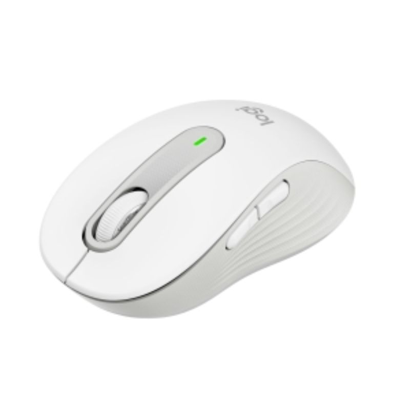 Logitech Signature M650 Optical Wireless Mouse in Off White, featuring SmartWheel scrolling, customizable buttons, and silent clicks.