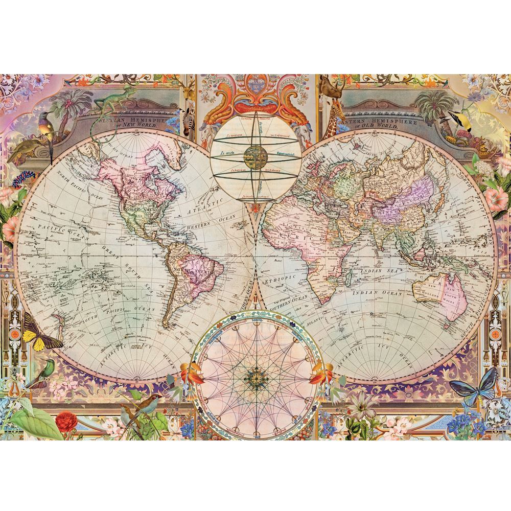 Holdson 1000pc puzzle of an Antique World Map, featuring intricate details and eco-friendly materials for puzzle enthusiasts.