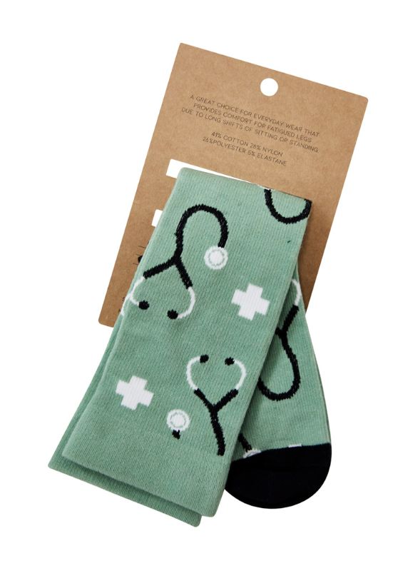 Unisex Comfort Socks - Happy Feet Sage/Black (Small)
