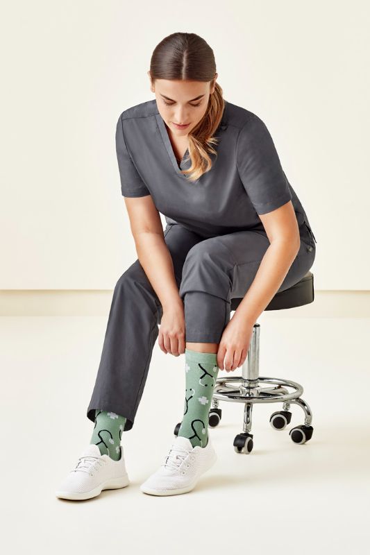 Unisex Comfort Socks - Happy Feet Sage/Black (Small)