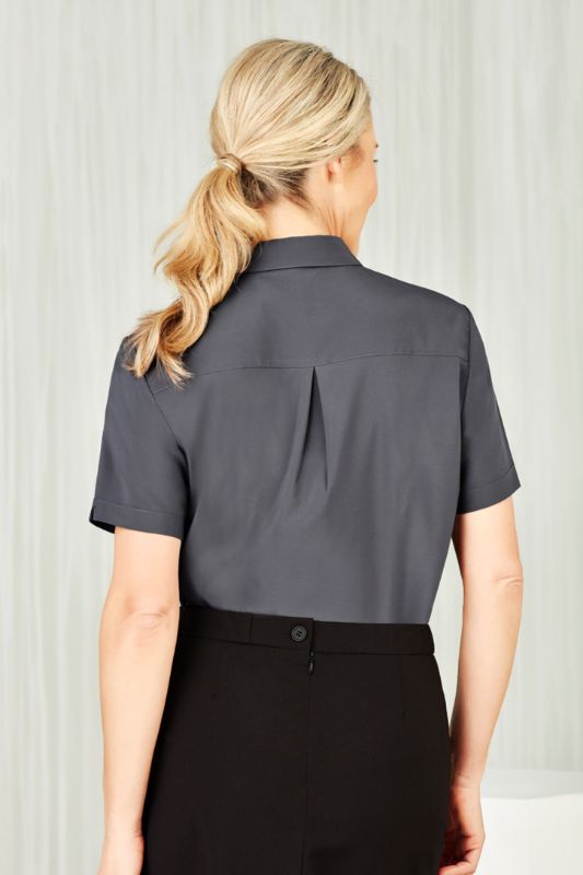 Womens Florence Plain S/S Shirt - Charcoal (Size 14)