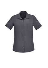 Womens Florence Plain S/S Shirt - Charcoal (Size 10)