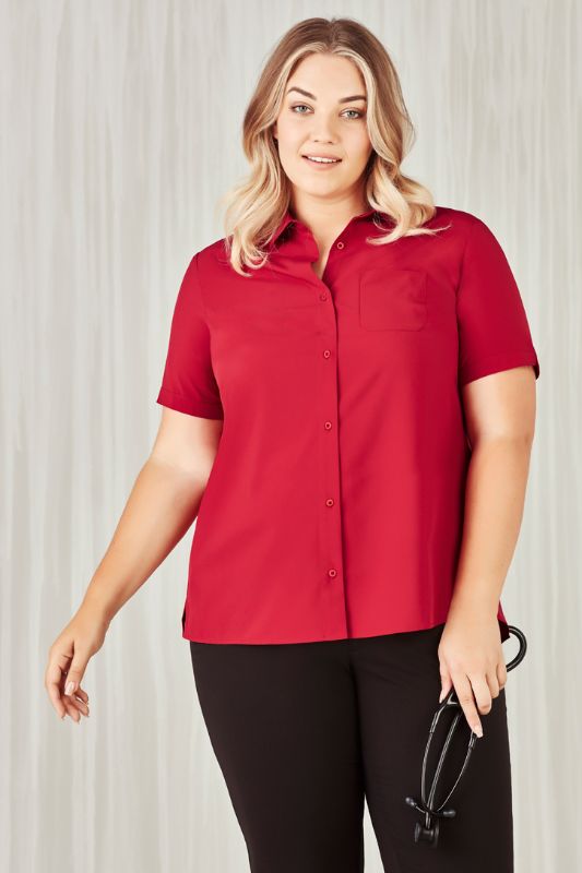 Womens Florence Plain S/S Shirt - Cherry (Size 30)