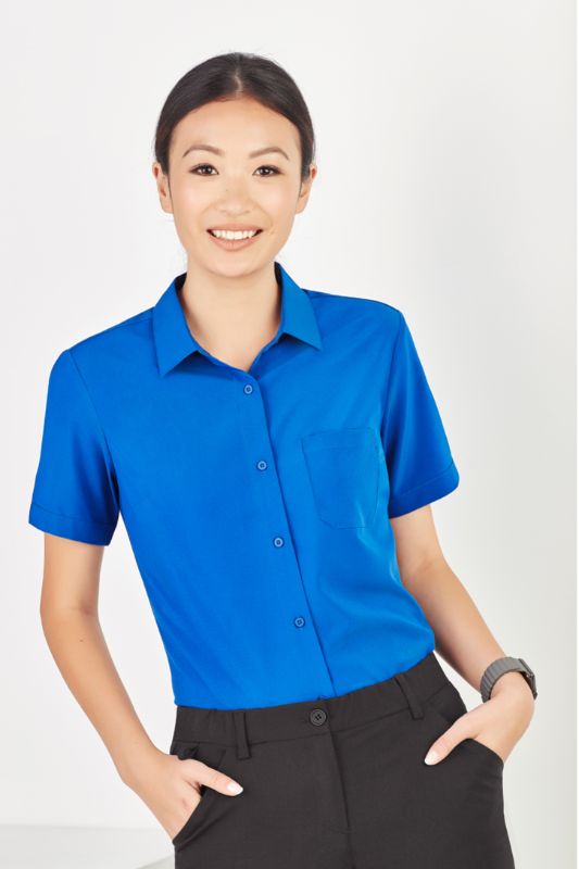 Womens Florence Plain S/S Shirt - Electric Blue (Size 4)