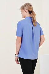 Womens Florence Plain S/S Shirt - Mid Blue (Size 20)