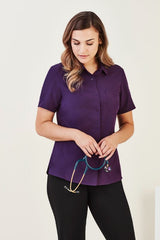 Womens Florence Plain S/S Shirt - Purple (Size 16)