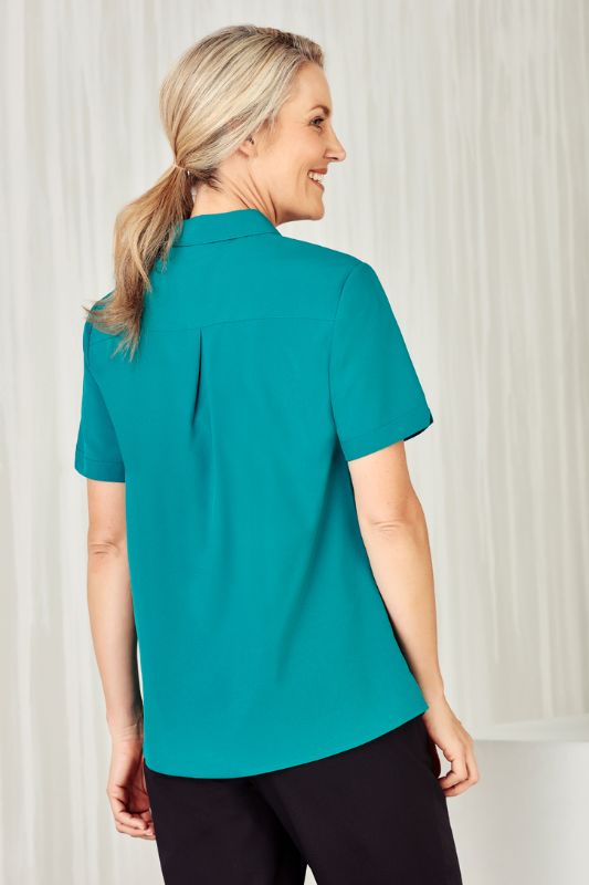 Womens Florence Plain S/S Shirt - Teal (Size 14)