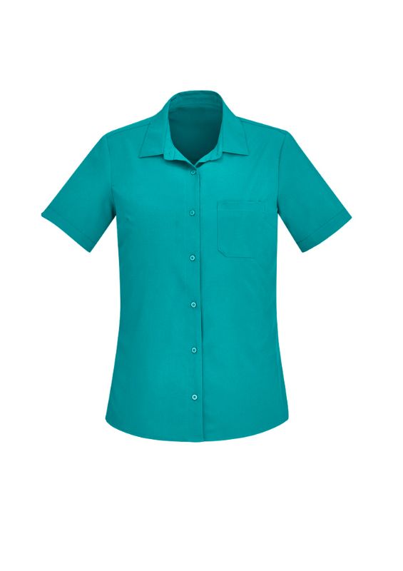 Womens Florence Plain S/S Shirt - Teal (Size 6)