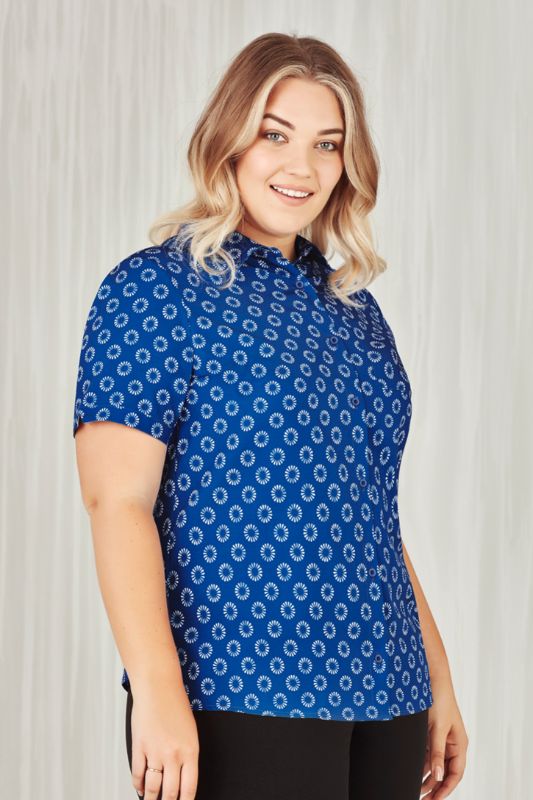 Womens Florence Daisy Print S/S Shirt - Electric Blue (Size 18)