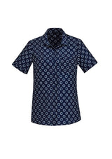 Womens Florence Daisy Print S/S Shirt - Navy (Size 8)
