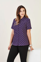 Womens Florence Daisy Print S/S Shirt - Purple (Size 8)