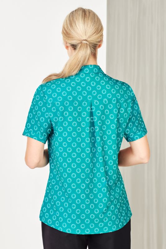 Womens Florence Daisy Print S/S Shirt - Teal (Size 20)