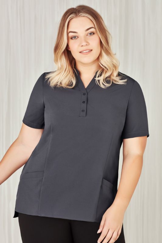 Womens Florence Plain S/S Tunic - Charcoal (Size 4)