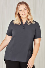 Womens Florence Plain S/S Tunic - Charcoal (Size 16)