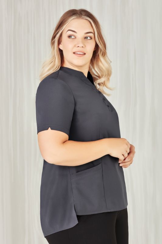 Womens Florence Plain S/S Tunic - Charcoal (Size 10)
