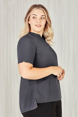 Womens Florence Plain S/S Tunic - Charcoal (Size 14)