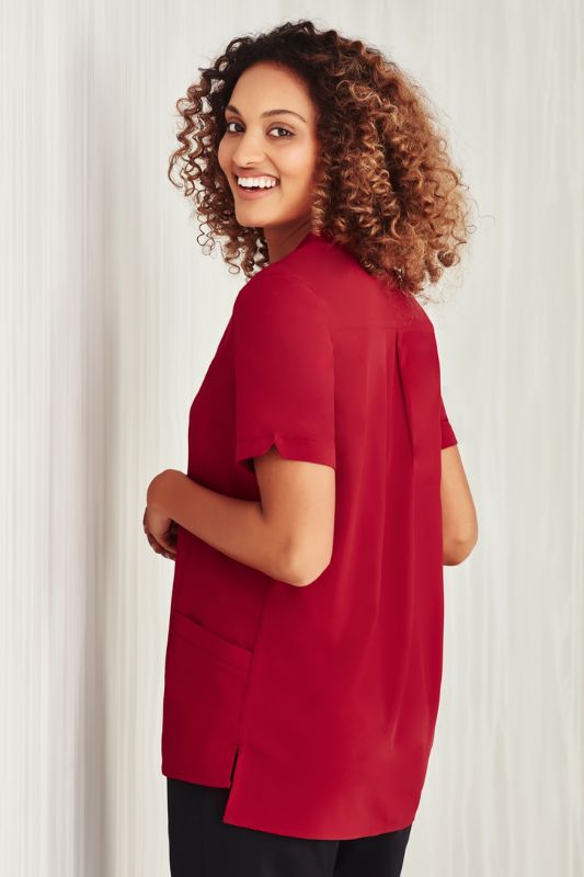Womens Florence Plain S/S Tunic - Cherry (Size 20)