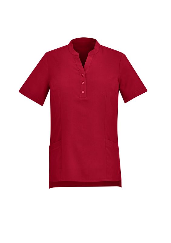 Womens Florence Plain S/S Tunic - Cherry (Size 4)
