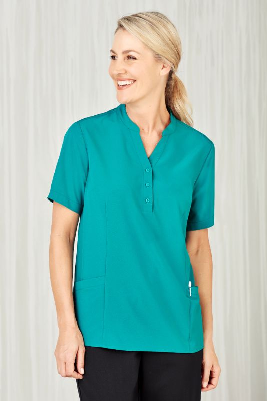 Womens Florence Plain S/S Tunic - Teal (Size 24)