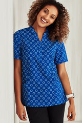 Womens Florence Daisy Print S/S Tunic - Electric Blue (Size 4)