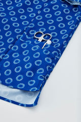 Womens Florence Daisy Print S/S Tunic - Electric Blue (Size 6)