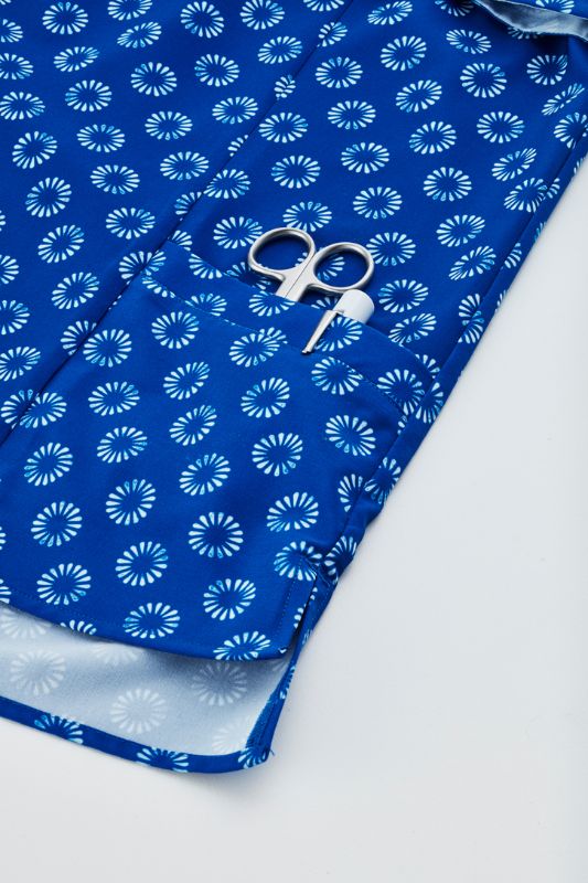 Womens Florence Daisy Print S/S Tunic - Electric Blue (Size 24)