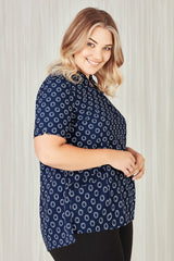 Womens Florence Daisy Print S/S Tunic - Navy (Size 30)