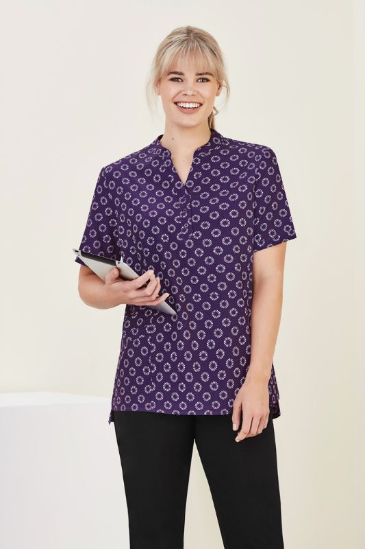 Womens Florence Daisy Print S/S Tunic - Purple (Size 16)